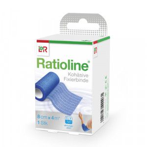 RATIOLINE acute Fixierbinde kohäsiv 8 cmx4 m blau